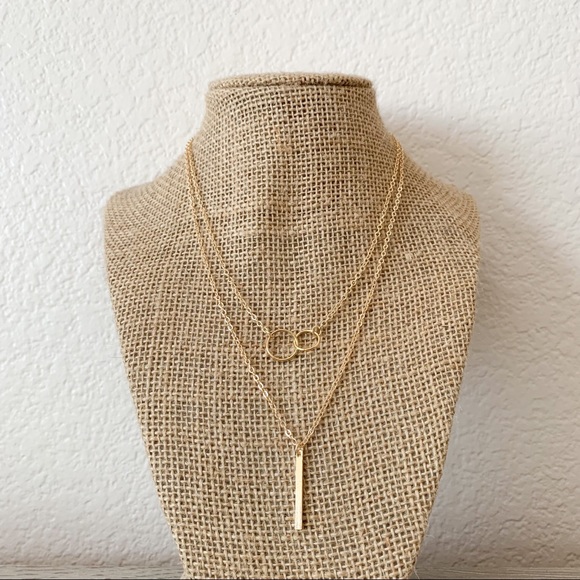 Jewelry - NEW | dainty layered necklace with rectangular pendant